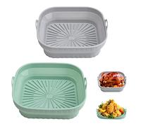 2 Pezzi Molde Silicona Freidora Aire, 20.5CM Bandeja Silicona para Freidoro Sin Aceite Accesorios para Air Fryer Horno y Microondas