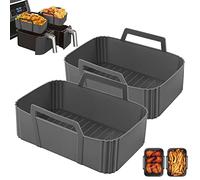 2 Pezzi Molde Silicona Freidora de Aire, Accesorios Freidora Sin Aceite en Lugar de Papel Freidora Aire, Airfryer Liners Accesorios Compatible ad Air Fryer Ninja Dual Zone DZ201 DZ401 AF300EU AF400EU