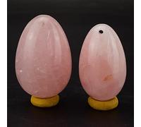 2 pezzi per set Uovo Yoni di quarzo rosa naturale forato taglia L e M per esercizio muscolare pelvico di Kegel