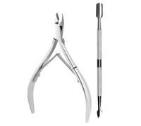 2 Piece Cuticle Nipper and Cuticle Pusher Set, Stainless Steel Cuticle Nippers/Nail Clippers/Trimmers and Scissors for Fingernail/Toenail Trimming