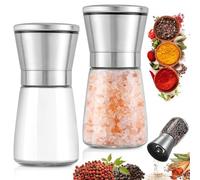 2 Piece Molinillo Pimienta, Molinillo Cerámico de Especias con Grosor Ajustable Versátil Molinillos de Sal y Pimienta para Pimienta Negra Sal Marina Comino - 6.5 x 13.5 cm