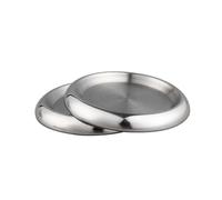 2-Piece Round Coaster Candle Holder Set - SUS304 Stainless Steel 8 cm for Pillar Candles