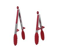 2-Piece Silicone Stainless Steel Tongs with Lock & Stands - Non-Stick BBQ Tools Suitable for Various Cooking Needs
