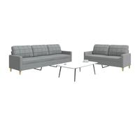 2 Piece Sofa Set Light Gray Fabric Living Room Furniture, Soft Polyester Upholstery with Thick Cushions, Modern Sectional Couch for Small Spaces, Comfortable Seating for Relaxing and Entertainment