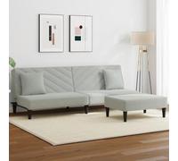 2 Piece Velvet Sofa Bed Set with Ottoman, Light Grey Convertible Sleeper Couch with Pillows, Compact Living Room Furniture for Small Spaces, Modern Design for Relaxing and Napping