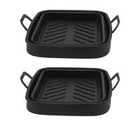 2 pièces de panier en silicone pour friteuse à air avec poignée, plateau rectangulaire de revêtement pour friteuse, panier réutilisable antiadhésif pour friteuse à air, résistant à (Negra)