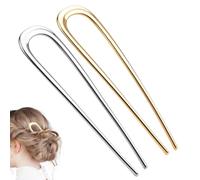 2 Pieces French Hair Pin Metal 14cm Gold Silver Black Large U Shape Hairpin for French Bun Suitable for Women with All Types of Curly Straight or Thick Hair