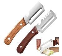 2 Pieces Multifunctional Vegetable Peeler for Kitchen, Snag Wooden Peeler with Stainless Steel Sharp Blades, Stainless Steel Peeler with Wooden Handle