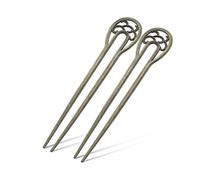 2 Pieces Nordic Classical Metal U Shaped Hairpin Vintage Hair Sticks Hair Fork Pins 2 Prong Updo Chignon Pins Hair Accessory (Bronze)