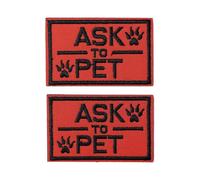 2 Pieces Patches Ask to Pet Dog Patches, Tags for Hook and Loop Patches Vests and Harnesses for Dogs, Orange