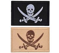 2 Pieces Patches Pirate Skull & Cross Sword Flag Jolly Roger Tactical Morale Embroidery Patch Military for Tactical Gear