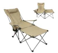 2 Pieces Reclining Camping Chair, Footrest Folding Lounge Chair, Upgraded Four-Position Adjustment, Four Ways To Use, with Cup Holder and Removable Storage Bag, for Outdoor Camping, Picnic, Travel