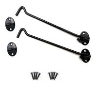 2 Pieces Stainless Steel Storm Hooks Cabin Hooks with Fixing Screws for Barn Door, Bathroom, Window, Sliding Door (200mm, Black)