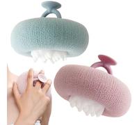 2 Pieces Suction Cup Cleaning Brush Mesh Scrubber | 2 In 1 Shower Puff - Shower Sponges With Sunflower Design For Girls Boys Men Travel Home Hotel Spa Gym Beach Post-Workout Bath Time