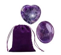 2 Piedras De Amatista, 1 Bolsa De Almacenamiento, Piedra De Cristal Para Aliviar La Ansiedad, Cristal Curativo, Piedra De Pulgar Ovalada De Amor, Regalo De Decoración De Escritorio
