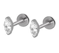 2 piercings de titanio de 16 g con circonita cúbica de ópalo pequeño, parte trasera plana, para cartílago, tragus, caracola, hélice, para mujeres u hombres, 16g/6mm Bar Length, Titanio, No es una