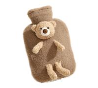 2 Pieza Bolsa de Agua Caliente Oso de Dibujos Animados Bolsa de Agua Caliente de 1,0 L con Tapa con Suave Felpa Funda Marrón Animal Bolsa de Agua Caliente, Almohadilla Caliente Para Terapia