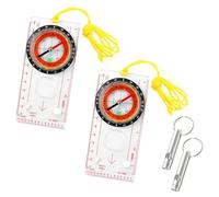 2 Pieza Brújula de Navegación, Impermeables Brujula Militar con Cordón Silbatos Plateado, Portátil Brujulas de Orientacion para Camping, Senderismo