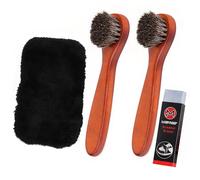 2 Pieza Cepillo Limpiador de Zapatos, Cepillos de Crin con Guante Pulidor de Felpa y Borrador, Cepillo Zapatos Marrón, Kit Limpieza Zapatillas para Limpiar y Pulir Zapato de Cuero