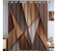 2 Pieza Cortinas Habitacion - Cortinas Opacas para Salón Y Dormitorio Cortina Termicas Aislantes para Puertas Exteriores, Marrón 117 X 137 Cm, Cortina Patrón Triángulo Geométrico Abstracto Moderno
