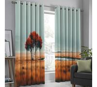 2 Pieza Cortinas Habitacion - Cortinas Opacas para Salón Y Dormitorio Cortina Termicas Aislantes para Puertas Exteriores, Cúrcuma 140 X 180 Cm, Cortina Abedules En Los Campos Paisaje Realista