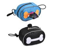 2 Pieza Dispensador de Bolsas Caca Perro, Soporte Bolsas Excrementos Perros, Dispensador con Cremallera, Dispensador de Tela Bolsas Caca para Pasear y Correr
