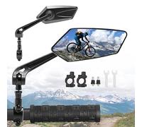 2 Pieza Espejo Retrovisor de Bicicleta, 360° Adjustable Espejos Retrovisores Manillar, HD Gran Angular Retrovisor Patinete Electrico para 20-24mm Manillar para E-Bike MTB Racing Bike