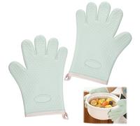 2 Pieza Guantes Cocina Horno, Antideslizante Guantes Horno Silicona, Guantes Horno Profesional, Resistente al Calor hasta 250°c, Interior de Algodón, Manoplas Horno para Cocinar, Hornear y Asar