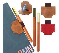 2 Pieza Marcapáginas Magnético de Cuero Personalizado, Soporte para Bolígrafo Magnético Clip, Marcadores Magnéticos de Cuero con 2 Bolígrafos para Amantes de Los Libros, Estudiantes, Caqui/Rojo
