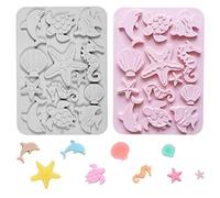 2 Pieza Molde 3D Pasta Azúcar, Molde Tema Marino Fondant, Molde Animal Silicona, para Molde Pastel, Herramienta Horneado