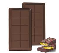 2 Pieza Molde de Silicona Para Chocolate, Molde Chocolate Silicona Profundo, Smolde Turron de Chocolate, Molde Silicona Tableta de Chocolate, Apto para Barritas Energéticas, Chocolate(10 Cuadrados)