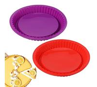 2 Pieza Moldes de Silicona Pastel Redondos Moldes Silicona Reposteria Redondo Molde Quiche Silicona para Flan Molde Cake Redondo, Silicona, Cocina, Sin Bpa, Antiadherente, 26cm