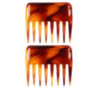 2 Pieza Peines de Dientes Anchos de Color Ámbar Bolsillo Rizado Natural Resistente al Calor, Peine de Dientes Gruesos Antiestático, Peine de Peluquería de Champú