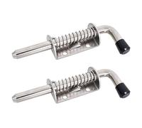 2 Pieza Pestillo Muelle Puerta, Resorte Pasador Cerradura Acero Inoxidable, Pestillo de Muelle con Mango de Goma para Puertas de Garaje, Patio y Garaje y Ventanas - 10 x 128 mm