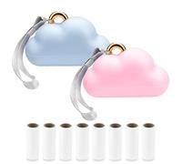 2 Pieza Rodillo de Pelusa Portátil de Viaje, Rodillo de Pelusa con Correa de Mano, Mini Rodillos Reutilizables, Quita Pelusas con 6 Recambios, Removedor de Pelusa para Bolsa de Ropa (Rosa y Azul)