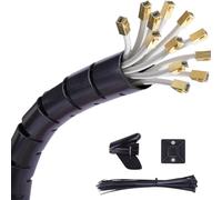2 Piezas 1.5M Organizador de Cables, Kit de Gestión de Cables, 16mm y 22mm, Tubos Protectoras Auto-Cerrantes Negros, Incluye Bridas, Clips para Cables y Clip de Guía, Protector Cable Gatos