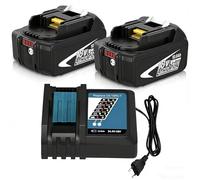 2 Piezas 10.0 Ah Reemplazo para Makita Batería 18V + Cargador DC18RC compatibles BL1860B, BL1850B BL1840B Cargador DC18RF y DC18RD, Herramientas a batería LXT, DHP485, DTD154 y DHS68