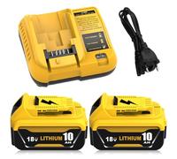 2 Piezas 10.0Ah/10000mAh Reemplazo para Dewalt Batería 18V + Cargador DCB107 10,8V-20V para DCB200 DCB180 DCB181 DCB182 DCB201 DCB204 DCB127 DCB112 DCB115