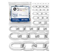 2 piezas 100-cm = 1-metros 3-mm de espesor de cadena de acero inoxidable de eslabón corto de NietFullThings en cada unidad cadena de anclaje DIN 5685 DIN 766 1-m