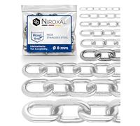 2 piezas 100-cm = 1-metros 8-mm de espesor de cadena de acero inoxidable de eslabón corto de NietFullThings en cada unidad cadena de anclaje DIN 5685 DIN 766 1-m