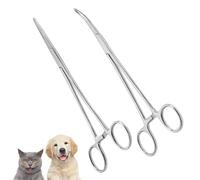 2 Piezas 12.5cm Pinza hemostática de Acero Inoxidable recta/curvada,Tijeras peluqueria canina,Tijeras para el Cuidado de Mascotas,Pinzas de Acero Inoxidable,para Mascotas