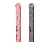 2 Piezas 15 cm gobernante, para medir, subrayar y trazar líneas claras y precisas, regla en forma de pata de gato, de plástico