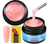 2 Piezas 15 ml gel UV de Extensión para uñas, Esmaltes Builder de gel, con 48 PCS Formas, para Diseños de uñas, Salón (Rosa)