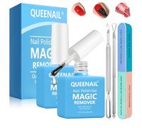 2 Piezas 15ml Removedor Quita Esmalte Semipermanente para Uñas, Rápido y Fácil Nail Remover Quitaesmalte, con Lima de Uñas y Rascador de Esmalt, Elimina en 3-5 minutos