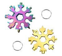2 piezas 18 En 1 Copo De Nieve Multi Herramienta, Llave de nieve,Herramienta de Tornillo de Nieve,Botella Aventura Herramienta Para Exterior Interior (Dorado + colorido)