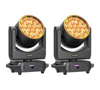 2 Piezas 19 LED Zoom Cabeza Móvil, 285W RGBW 4 en 1 Moving Head Professional Foco Wash DJ Luz con Tira de Luz para Boda Escenario Fiesta Concierto Navidad Halloween