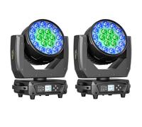 2 Piezas 19 X 15W Wash Zoom Cabeza Móvil, RGBW 4 en 1 LED Enfocando Luz 4 Modos de Control Profesional Escenario Moving Head para Fiesta KTV Concierto Bar Festival Boda Discoteca