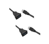 2 Piezas 1M Cable de Enchufe USB 3.0 Montaje Al Ras de Coche Auto Cable de Extensión Macho A Hembra Línea de Audio Cuadrada de Panel de Tablero para