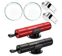 2 Piezas 2 en 1 Rompe Cristales y Cinturones, Martillo de Seguridad del Automóvil, Imprescindible para Romper el Coche de Vidrio, Martillo de Emergencia del Automóvil, Autobús (Negro + Rojo)