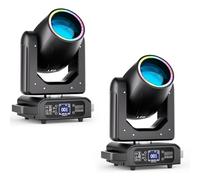2 piezas 200W Cabeza Móvil LED Mini Beam 7+1 Colores12 Gobos con tira de luz Iluminación de Escenario 18 Prisma Estroboscópico Foco Electrónico Luces de discoteca para Fiesta Cumpleaños Bar Discoteca